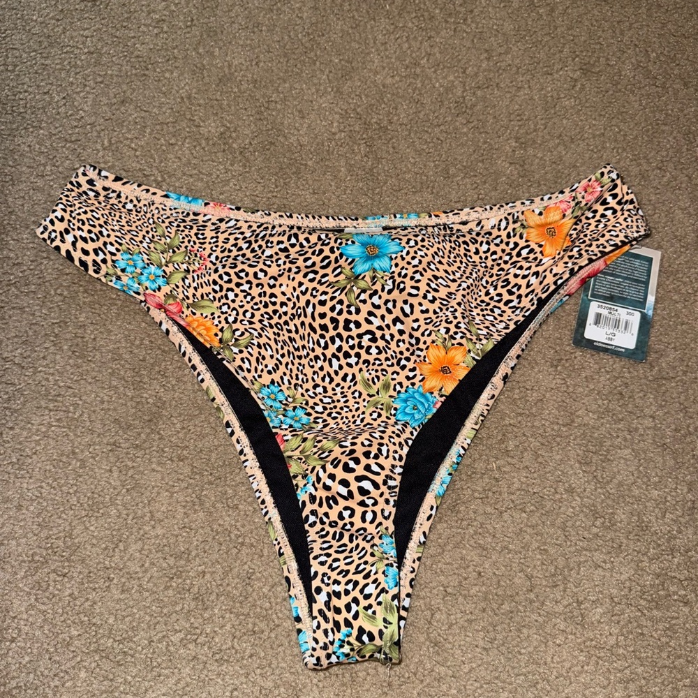 Roar Multicolor Floral Leopard Bikini Bottom